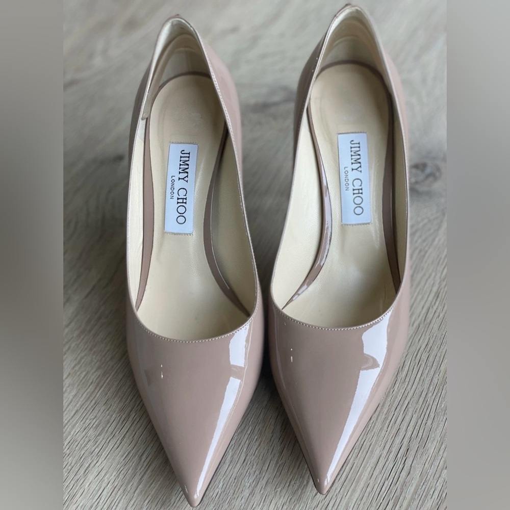 Jimmy Choo Love 85 Ballet Pink Patent Leather Pointed-Toe Pumps